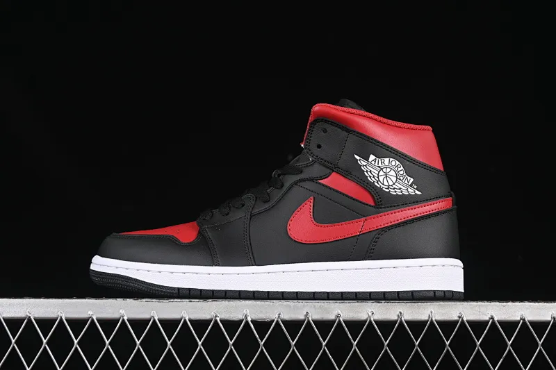 All categories Air Jordan Jordan series basketball shoes Air Jordan 1 Mid Air Jordan 1 Mid AJ1 Joe 1 black and red mid-top cultural and casual sneakers DQ8426-067